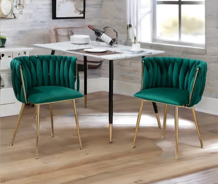 Fabric-Leisure-Dining-Chairs-with-Metal-Legs-and-Arms（Set-of-2）
